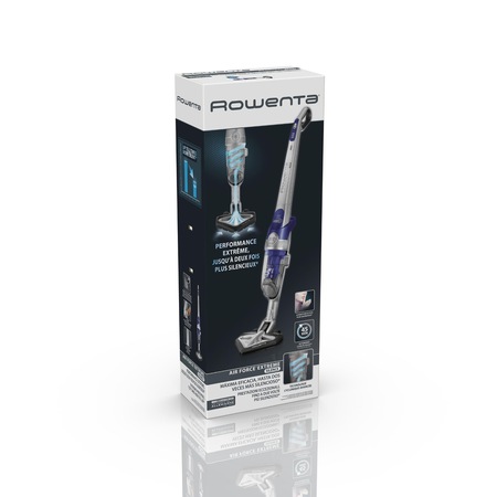 Aspirator vertical Rowenta Air Force Extreme Silence RH8911WO, 18V, 0.5L, cap de aspirare Delta Slim, 3 setari de viteza, Cobalt