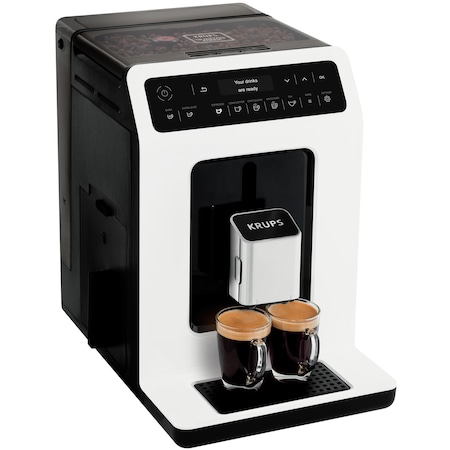 Espressor automat Krups Evidence EA890110, 1450W, 15 bari, rezervor boabe 260g, rezervor apa 2.3L, rasnita 3 nivele, Alb