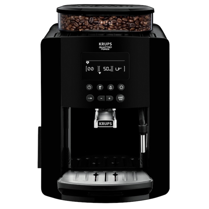 Krups EA817010 Arabica eszpresszó kávéfőző, 1450W, 15 bar, 1.7 literes víztartály, Fekete