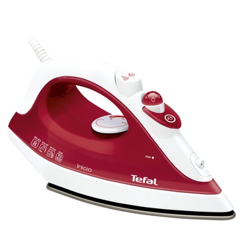 Fier de calcat Tefal Inicio FV1251, 1800W, rezervor apa 0.2L, jet de abur 80g/min, abur variabil 20g/min, sistem antipicurare, Rosu Fier de calcat Tefal Inicio FV1251, 1800W, rezervor apa 0.2L, jet de abur 80g/min, abur variabil 20g/min, sistem antipicurare, Rosu