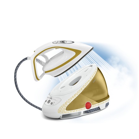 Statie de calcat Tefal Pro Express Ultimate Care GV9581E0, 2600W, capacitate rezervor 1.9L, 8 bari, jet de abur 600g/min, abur variabil 180g/min, timp de incalzire 2 min, Auriu