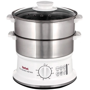 Aparat de gatit cu aburi Tefal VC145130, 6 l, Compatibil cu masina de spalat vase, Nivel de apa vizibil, Alb Aparat de gatit cu aburi Tefal VC145130, 6 l, Compatibil cu masina de spalat vase, Nivel de apa vizibil, Alb
