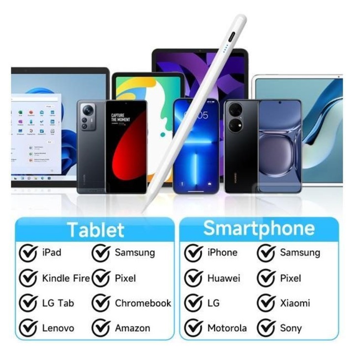Stylus toll, univerzális, fehér, 14cm