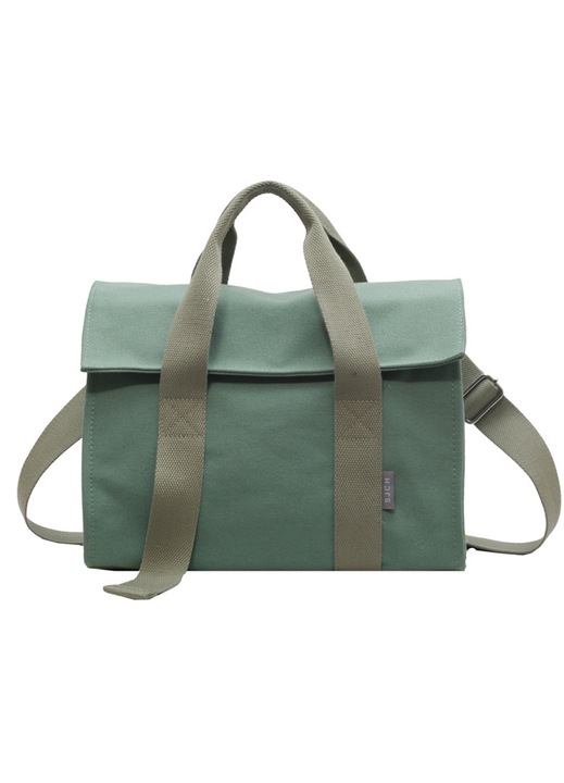 YANYXR, geanta tote din panza pentru laptop cu clapeta si curea crossbody BCS3196095, verde, 31 × 24 × 16 cm