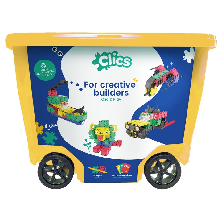 Set constructie Clics Roller 20in1, 560 piese, multicolor, 4+ ani