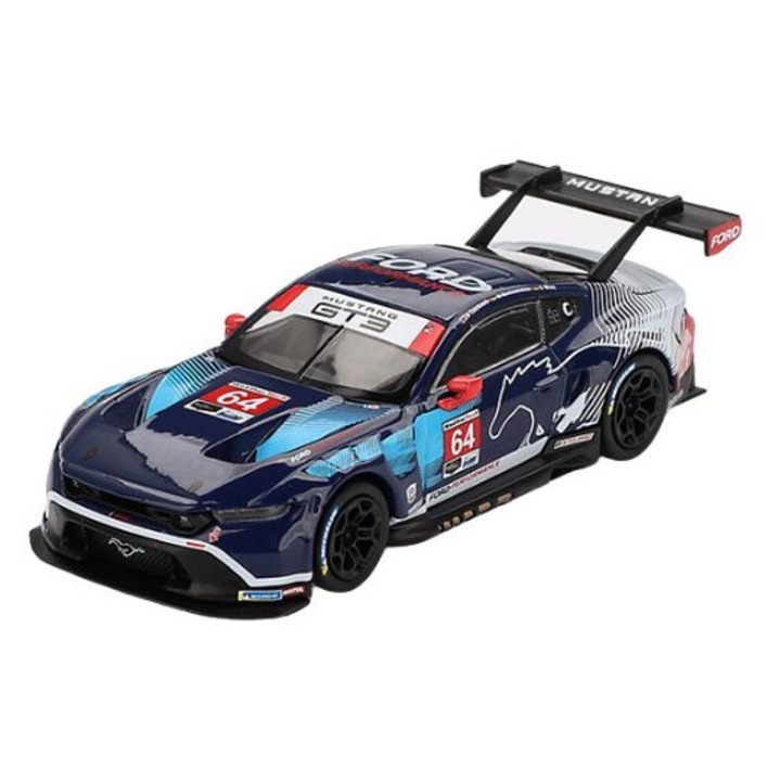 Ford Mustang GT3 #64 Ford Multimatic Motorsports Daytona 24 órás verseny 2024 autómodell 1:64-es méretarányú Mini GT (MGT00898-L)