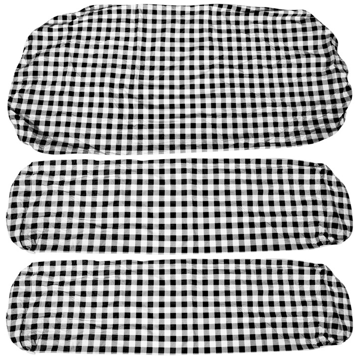 YANYXR BCS3561175 asztal- és piknikpadhuzat szett, vízálló PVC és flanel, fekete/fehér kockás, asztal 183×76×1 cm / huzat 183×30.5×1 cm
