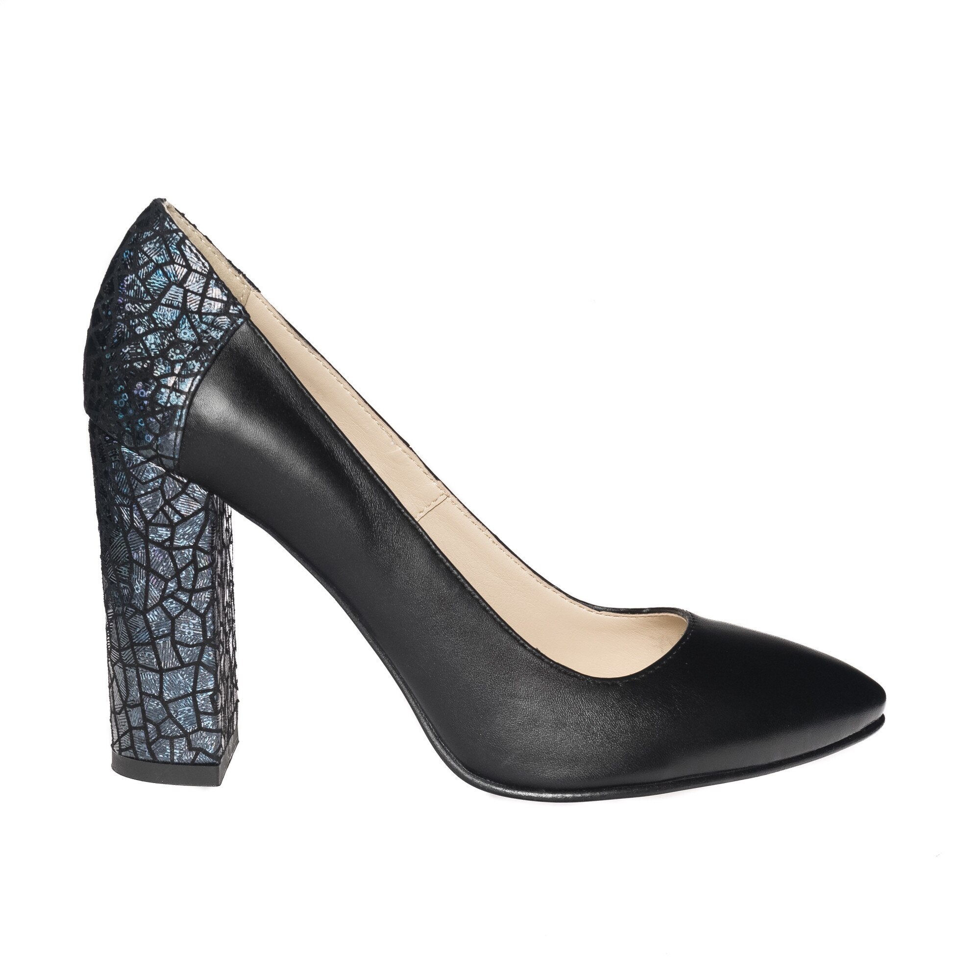 Pantofi dama din piele naturala - Negru cu imprimeu - 2692 NI