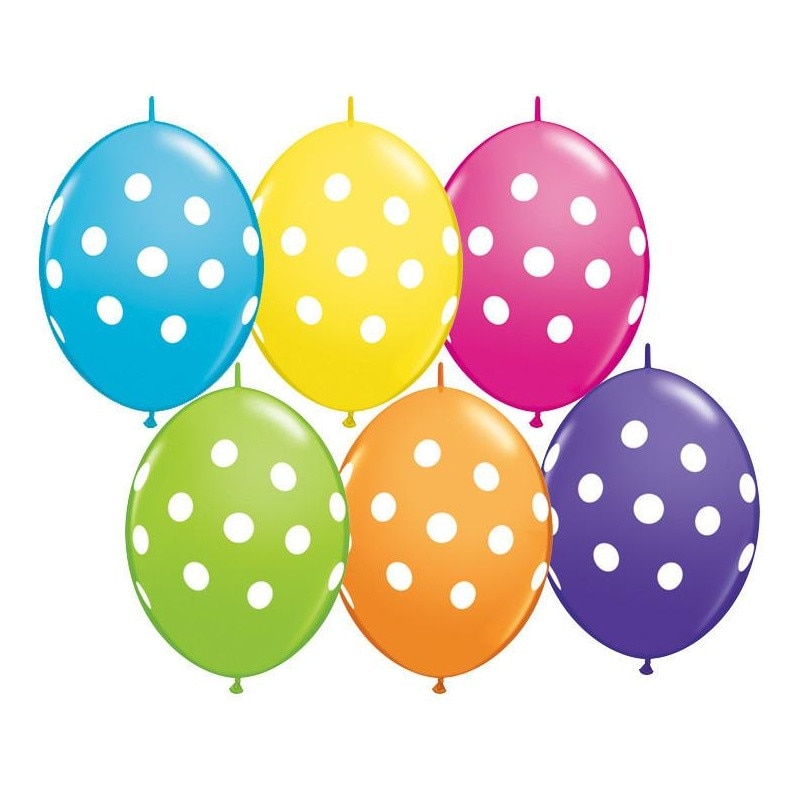 Baloane Latex Quicklink (Cony) Asortate cu buline albe, 12