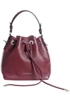 Geanta bucket mini piele Coccinelle de culoare burgundy Geanta bucket mini piele Coccinelle de culoare burgundy