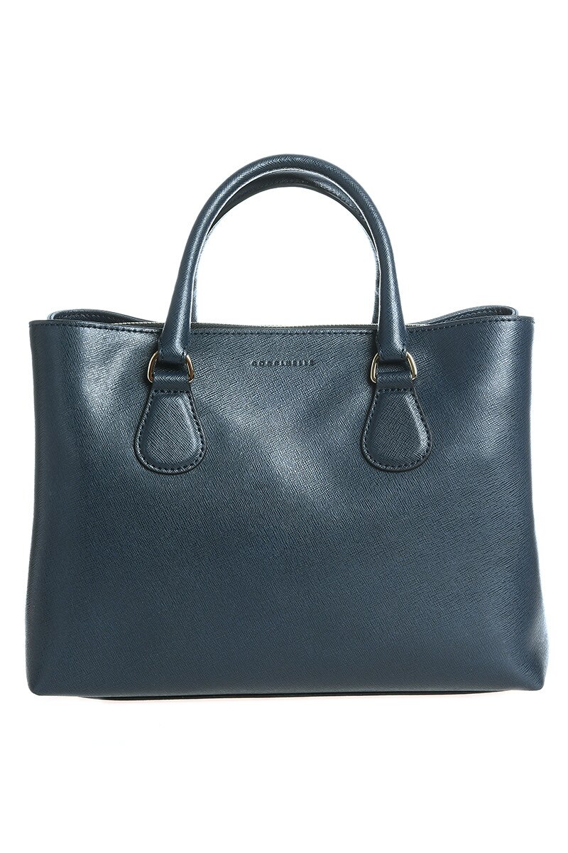Geanta Tote piele saffiano Coccinelle culoare navy blue