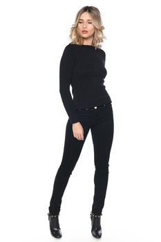 Jeans croiala dreapta Roberto Cavalli Class de culoare neagra Jeans croiala dreapta Roberto Cavalli Class de culoare neagra