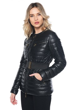 Jacheta cu curea elastica in talie Roberto Cavalli Class, neagra Jacheta cu curea elastica in talie Roberto Cavalli Class, neagra