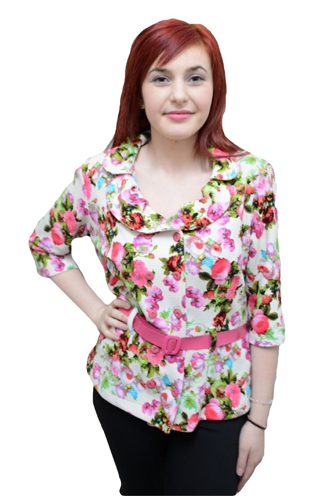 Bluza cu maneca trei-sferturi cu imprimeu,masura mare,D&J Exclusive, Multicolor