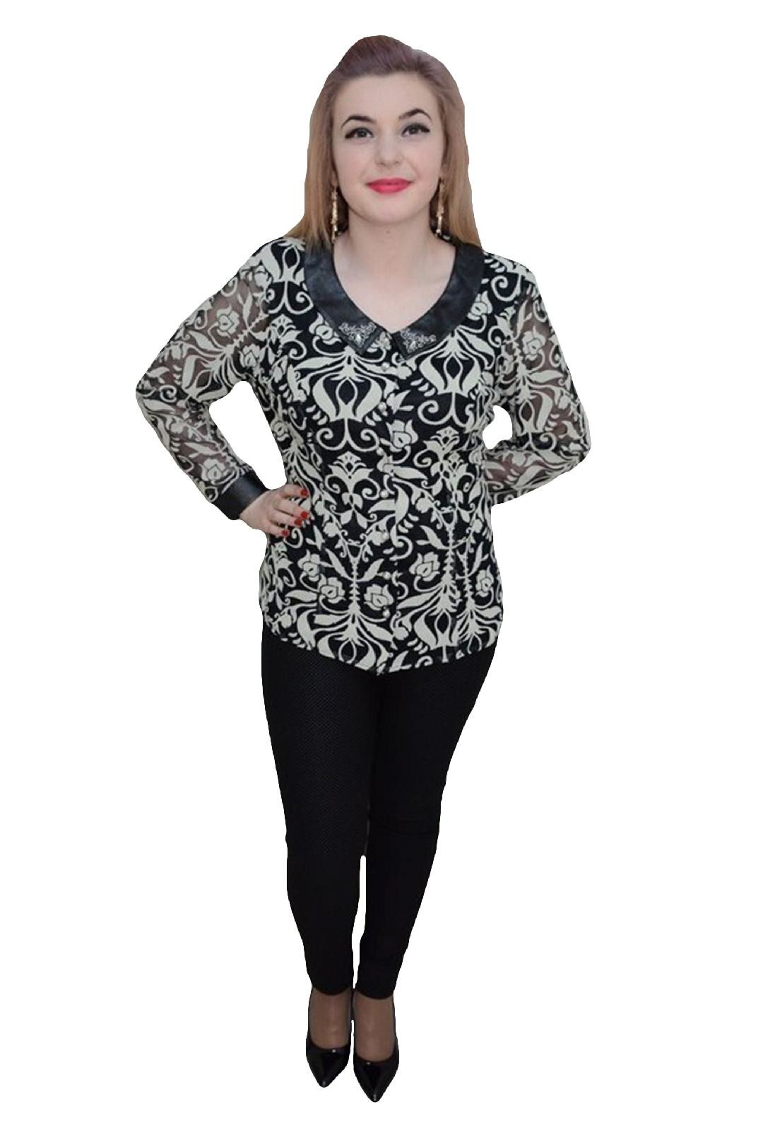 Bluza vintage, detalii fine in partea de sus, D&J Exclusive, Negru/Alb