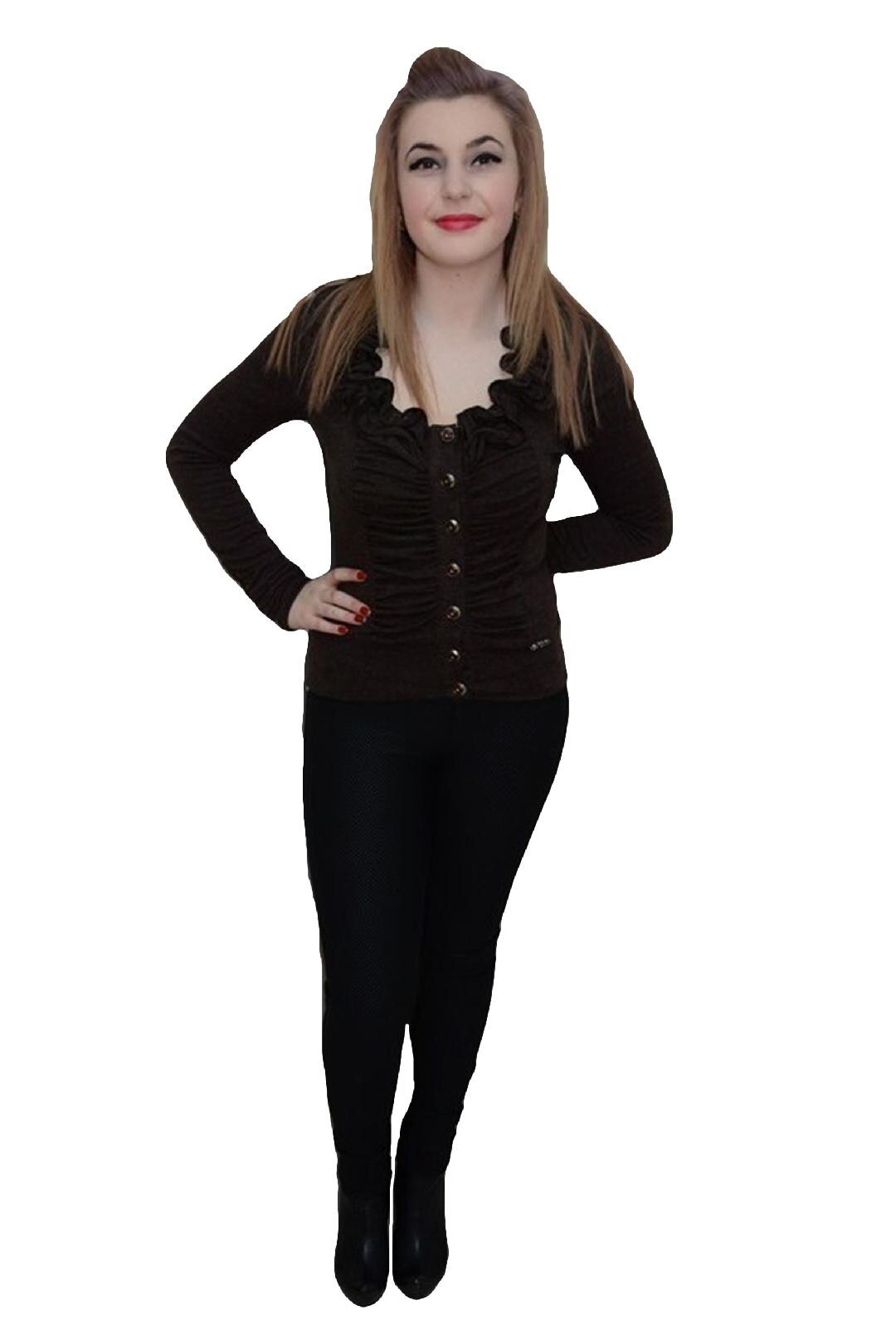 Bluze cu maneca lunga,de zi cu nasturi,D&J Exclusive, Maro