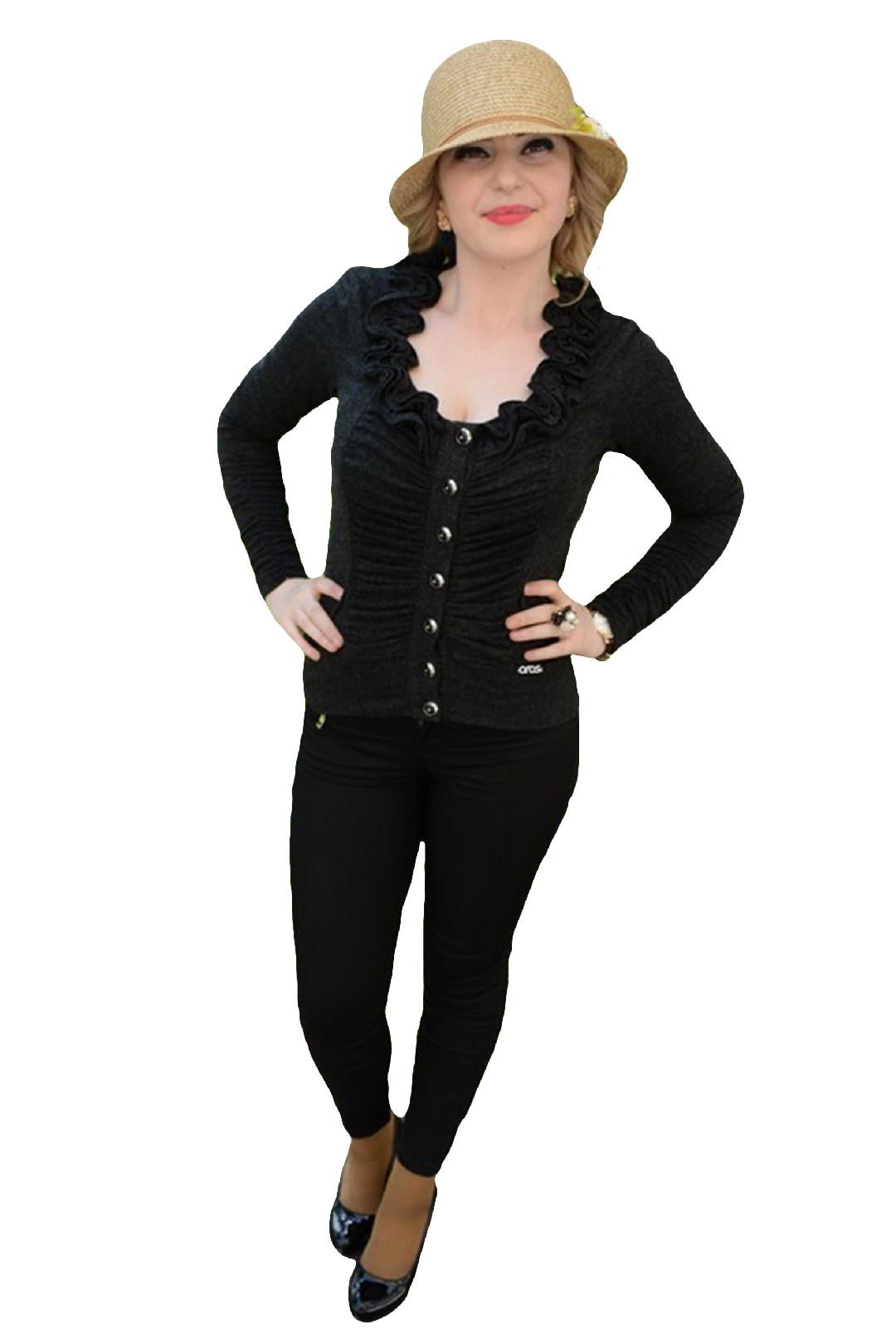 Bluze cu maneca lunga,de zi cu nasturi,D&J Exclusive, Negru