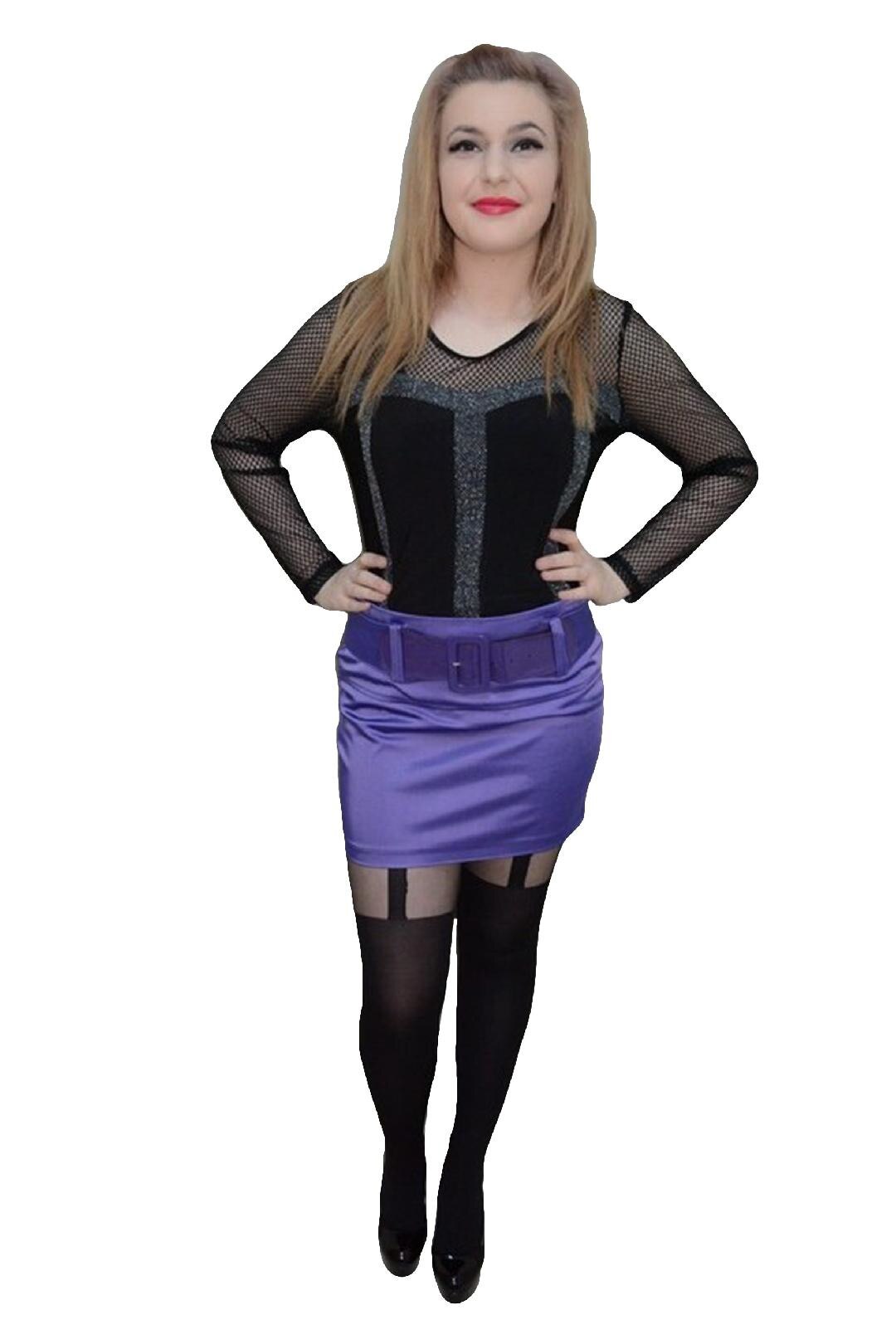 Fusta rafinata Xenia cu imprimeu painted,D&J Exclussive, Mov