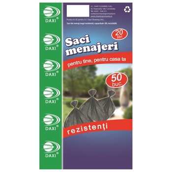 Saci menaj negri 20L 50/rola rezistenti Saci menaj negri 20L 50/rola rezistenti