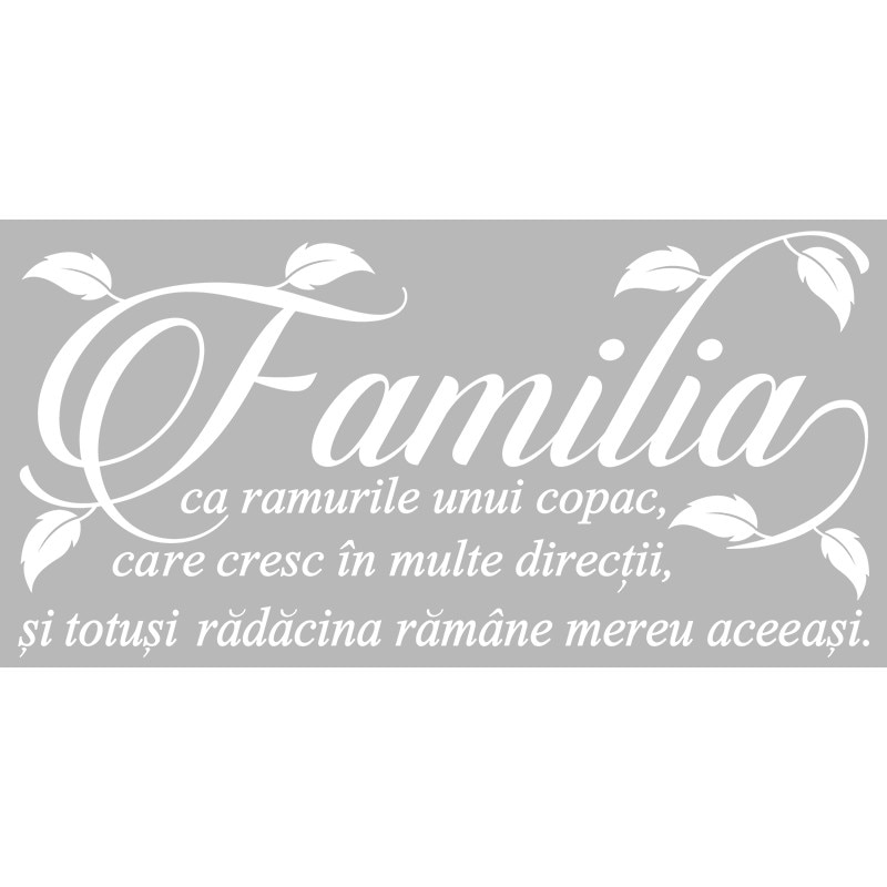 Sticker Decorativ - SMAER - Familia - 60cm x 30cm - Alb