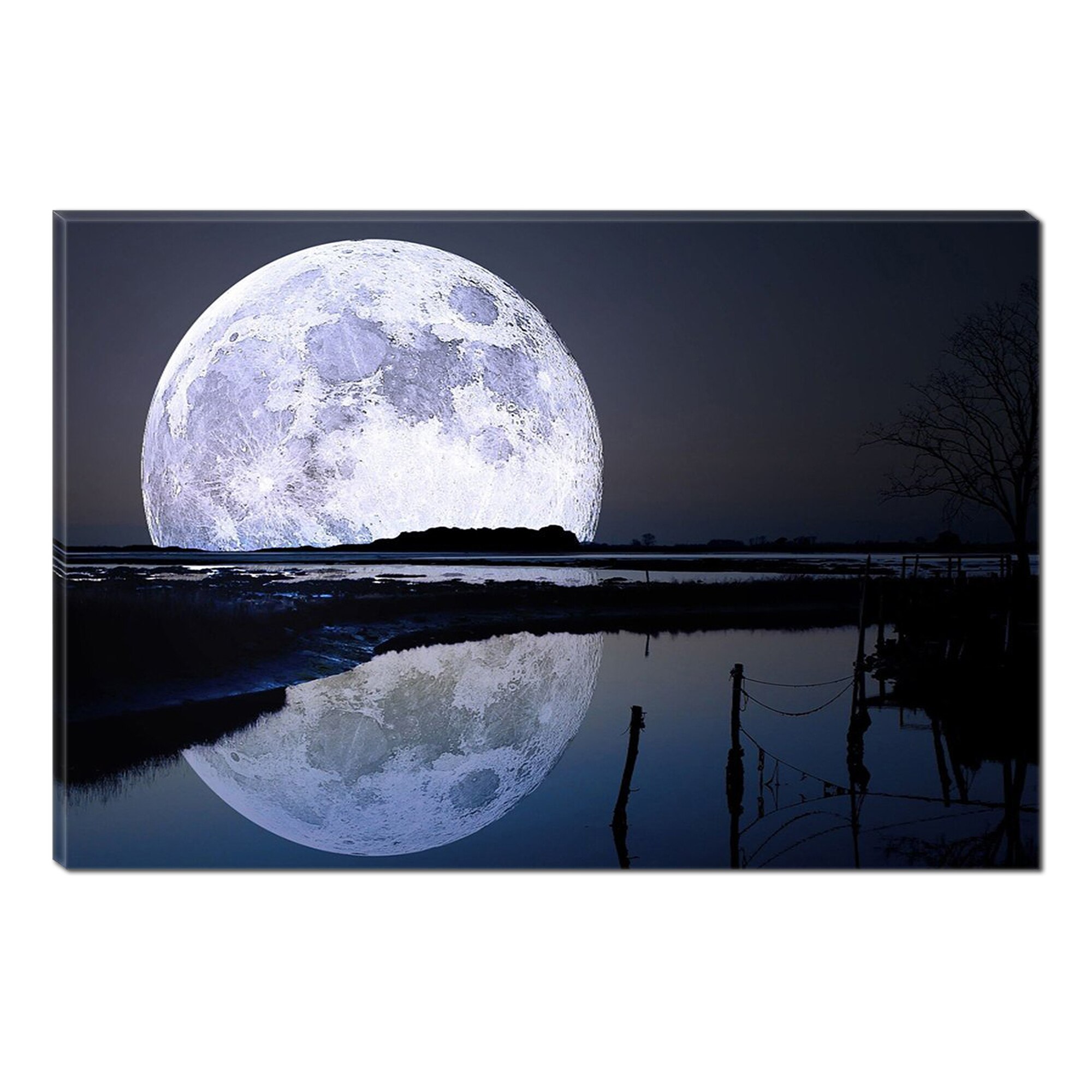 Tablou DualView Startonight Luna Plina Uriasa, Albastru, Luminos in intuneric, 70 x 100 cm