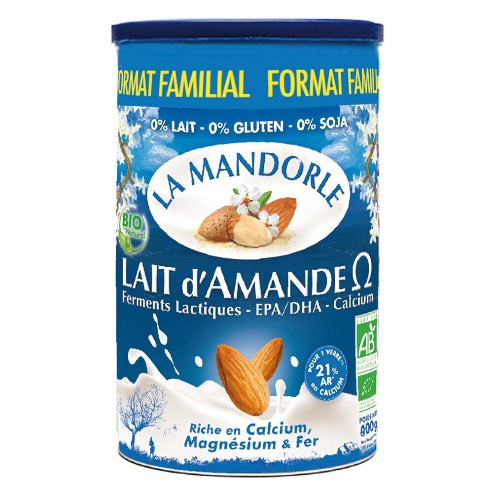 Lapte praf de migdale bio cu Omega 3 - format familial, La Mandorle, 800g