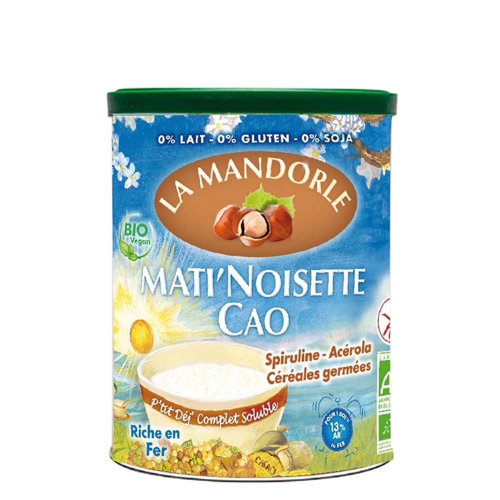 Mic dejun instant cu alune si cacao Bio, La Mandorle, 400g