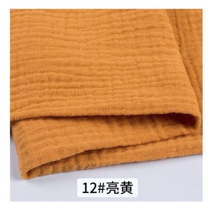 Dupla kreppelt pamut textil anyag, sárga, 135x200cm