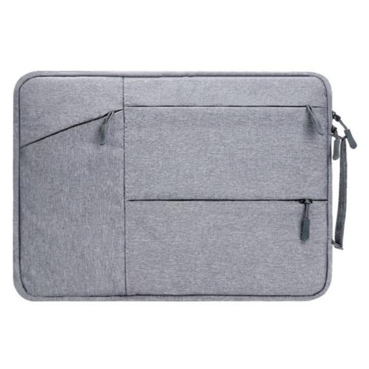 Husa laptop 15.6-16 inch, gri, fetru, cu fermoar