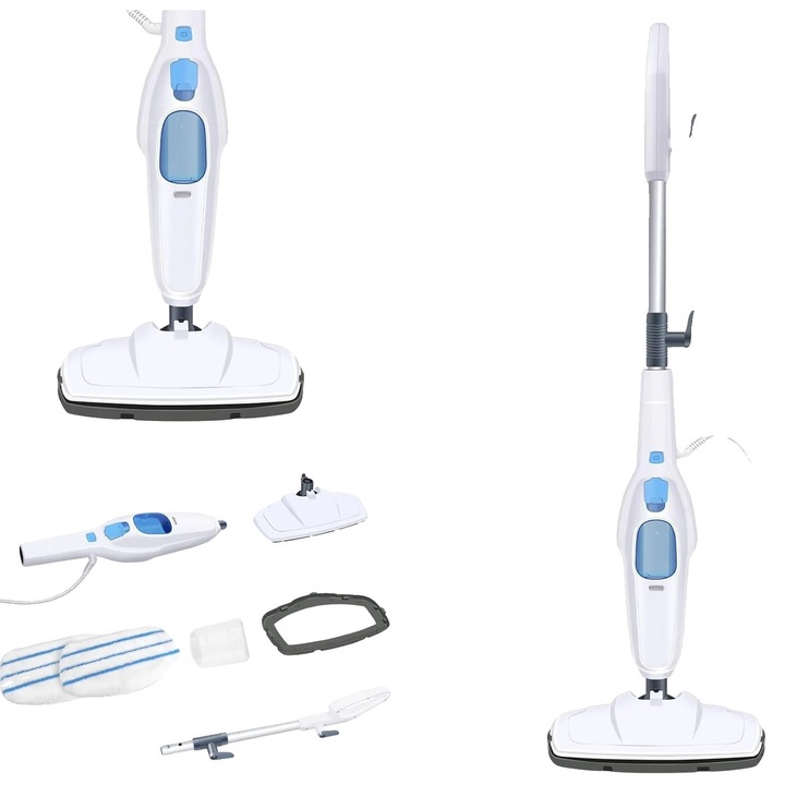 Mop electric cu abur 1500W, unitate portabila, lavete microfibra, multicolor, compact
