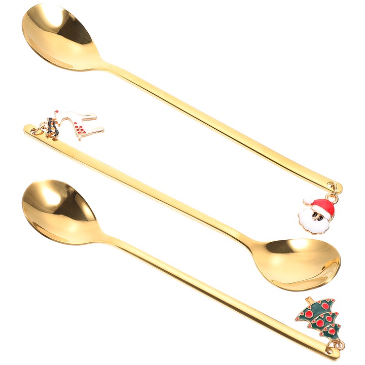 Set 9 linguri desert YANYXR inox aurii 14x2x1.5cm