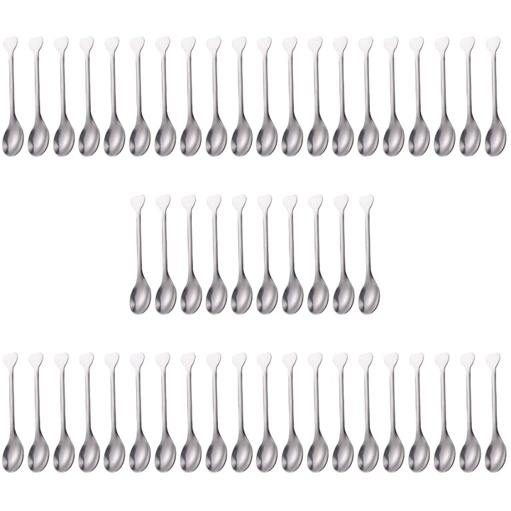 Lingurite inox set 60 buc inima argintiu 11.5x2x0.5cm
