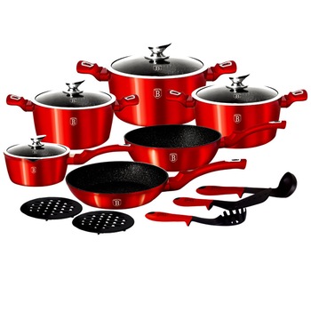 Set oale,3 straturi marmura, manere silicon,6 piese+4capace+3 ustensile+2 protectii, Berlinger Haus si set ustensile bambus Set oale,3 straturi marmura, manere silicon,6 piese+4capace+3 ustensile+2 protectii, Berlinger Haus si set ustensile bambus