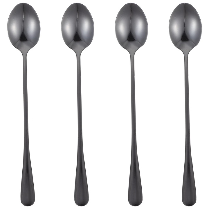 Set 4 linguri din otel inoxidabil YANYXR, negre, 19.4x3.2x1 cm
