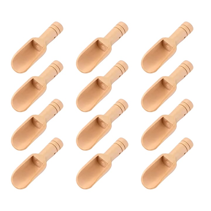 Set 12 lingurite mini lemn natural, 7.5x2.3cm, pentru baie ceai cafea