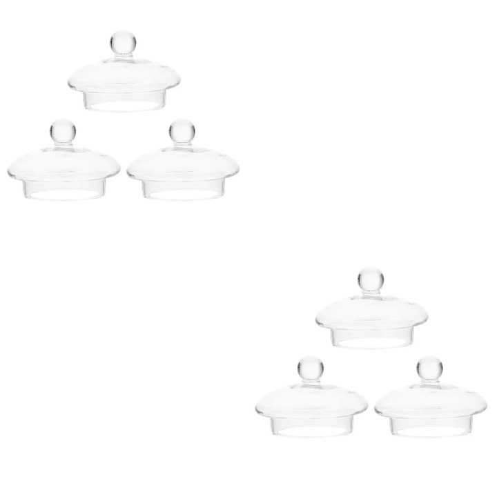 Átlátszó üveg teáskanna szűrőfedél 7.5x7.5x5cm 6 db-os szett