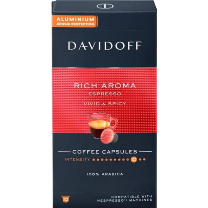 Capsule cafea Tchibo Rich Aroma, 10 portii, aroma intensa, compatibile Nespresso