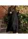 Rochie midi eleganta neagra maneci bufante poliester