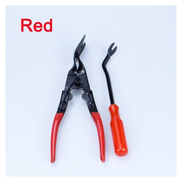 Kit de scule pentru demontare cleme panou bord K0345-0804-TDCJ-xw344, cleste extractor + levier, rosu, 2 piese