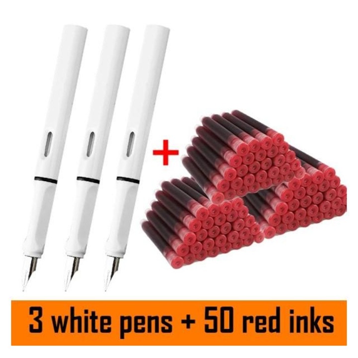Tollkészlet, 53 darab, fekete-kék-piros tinta, 0.38mm, fehér-piros