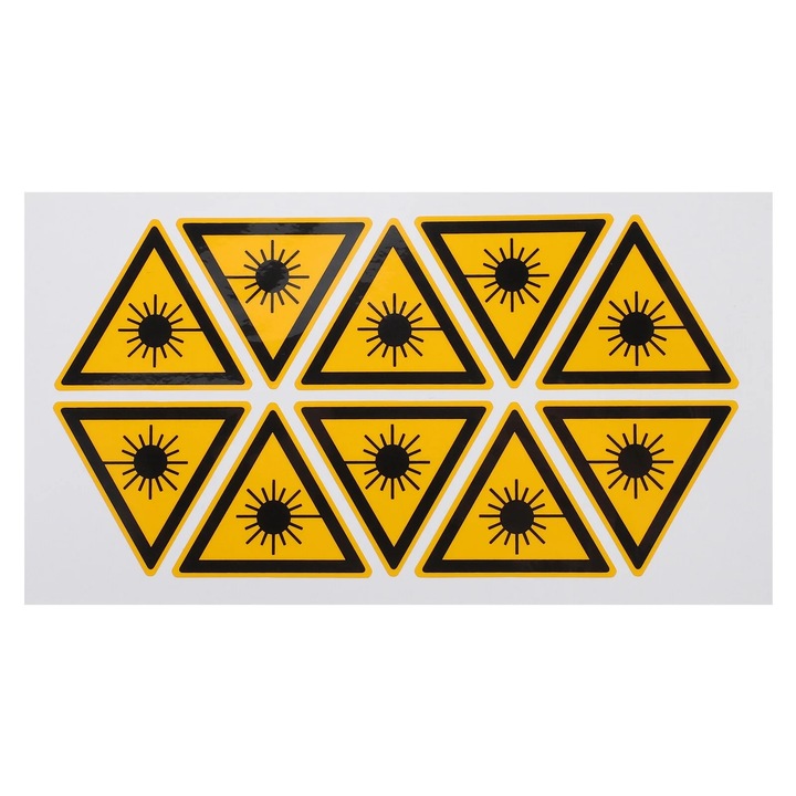 YANYXR lézer figyelmeztető matrica készlet, 10 db, fekete-sárga, 5x5x0.2cm