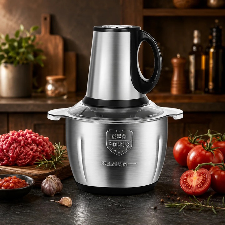 Mini chopper Bosch MMRP1000, 400 W, 1 Viteza Alb/Rosu