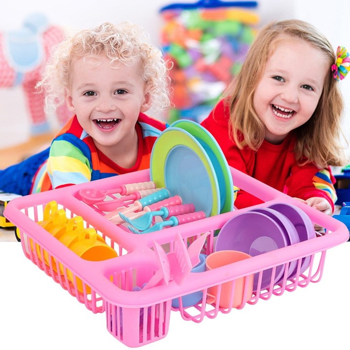 Set bucatarie jucarie, 21 piese, plastic, multicolor, 30x28x7cm