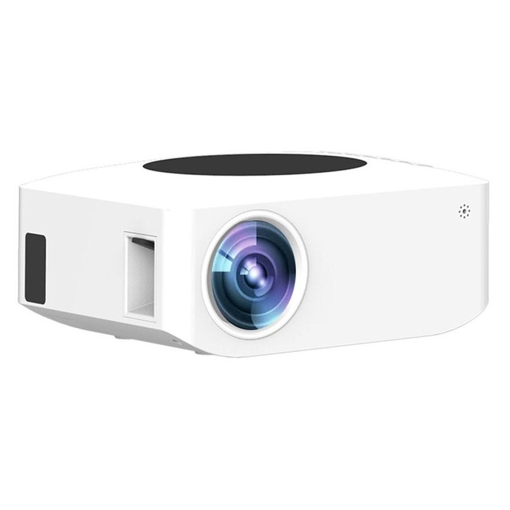 Proiector portabil LED, 1080P, Full HD, alb, 16x12.5x6.8cm