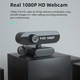 Уеб камера USB 1080P с микрофон и защита на личните данни, въртене на 180°, черна