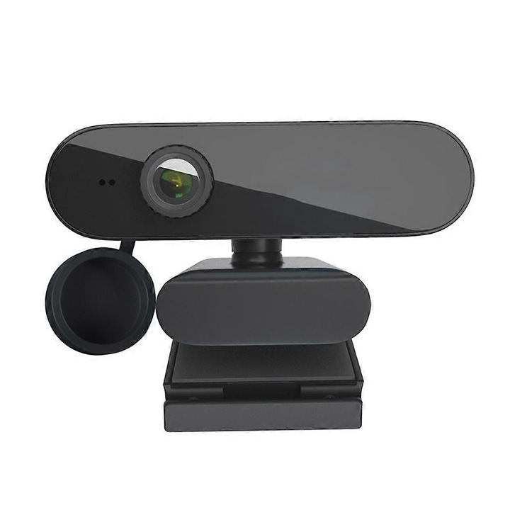 Уеб камера USB 1080P с микрофон и защита на личните данни, въртене на 180°, черна