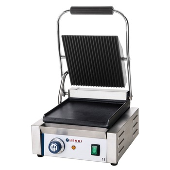 Grill Panini Hendi, 2200 W, invelis ceramic, Termostat, Argintiu Grill Panini Hendi, 2200 W, invelis ceramic, Termostat, Argintiu