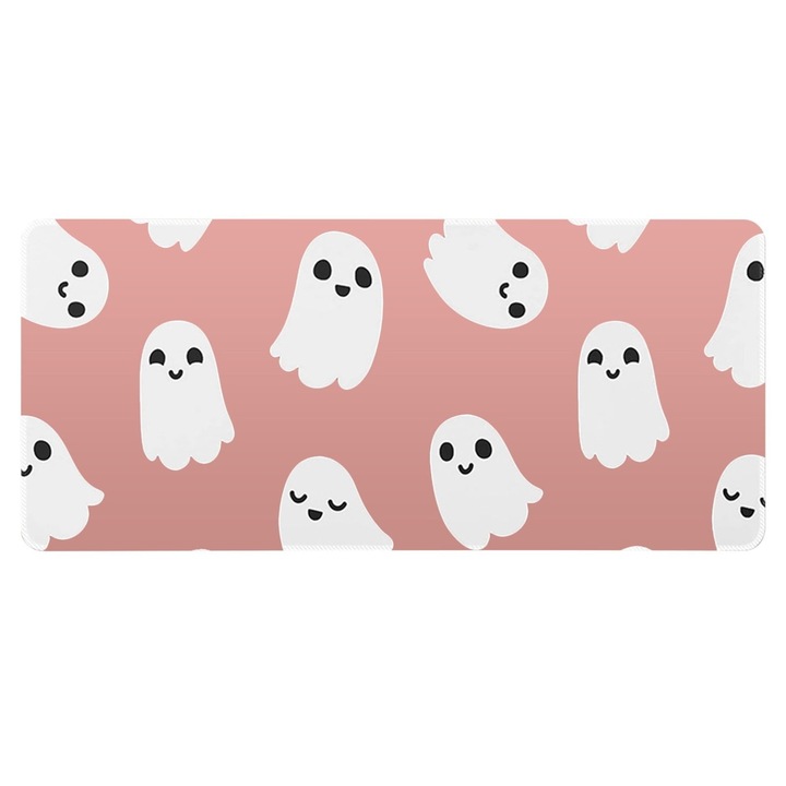 Covoras mouse Halloween fantoma draguta, negru alb, 90x40cm, cauciuc antiderapant