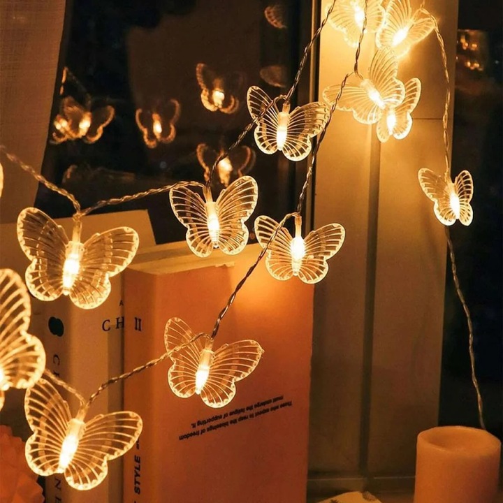 YANYXR pillangó fényfüzér 20 LED dekoráció többszínű 3xAA 3m
