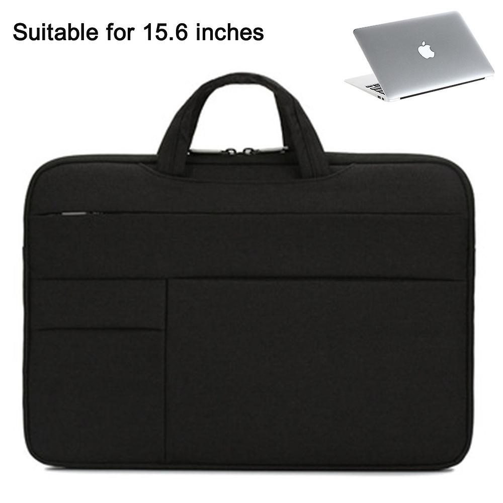 Geanta laptop din polyester captusita cu maner si curea detasabila, negru, pentru 15,6 inch